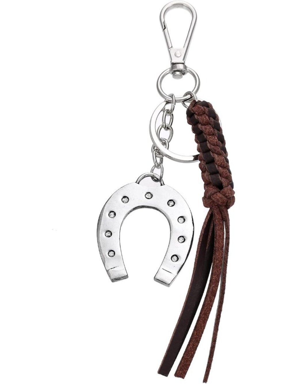 Horseshoe Keychain Western Cowgirl Lucky Keyring with handmade knot tassel for K